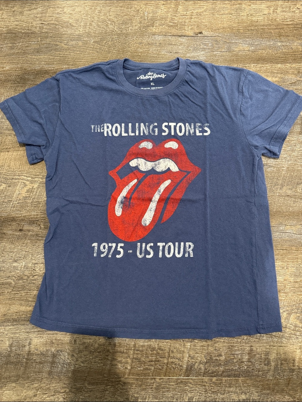 The Rolling Stones Navy Women’s Short Sleeve Tee with Red Tongue Graphic